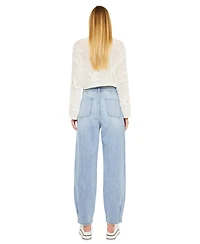 KanCan Women's Rea Ultra High Rise Tapered Wide-Leg Jeans
