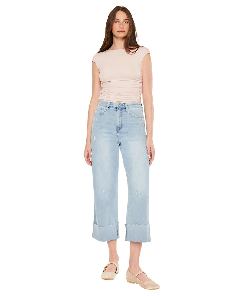 KanCan Women's Sully 90's Crop Wide-Leg Jeans