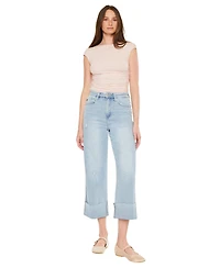 KanCan Women's Sully 90's Crop Wide-Leg Jeans