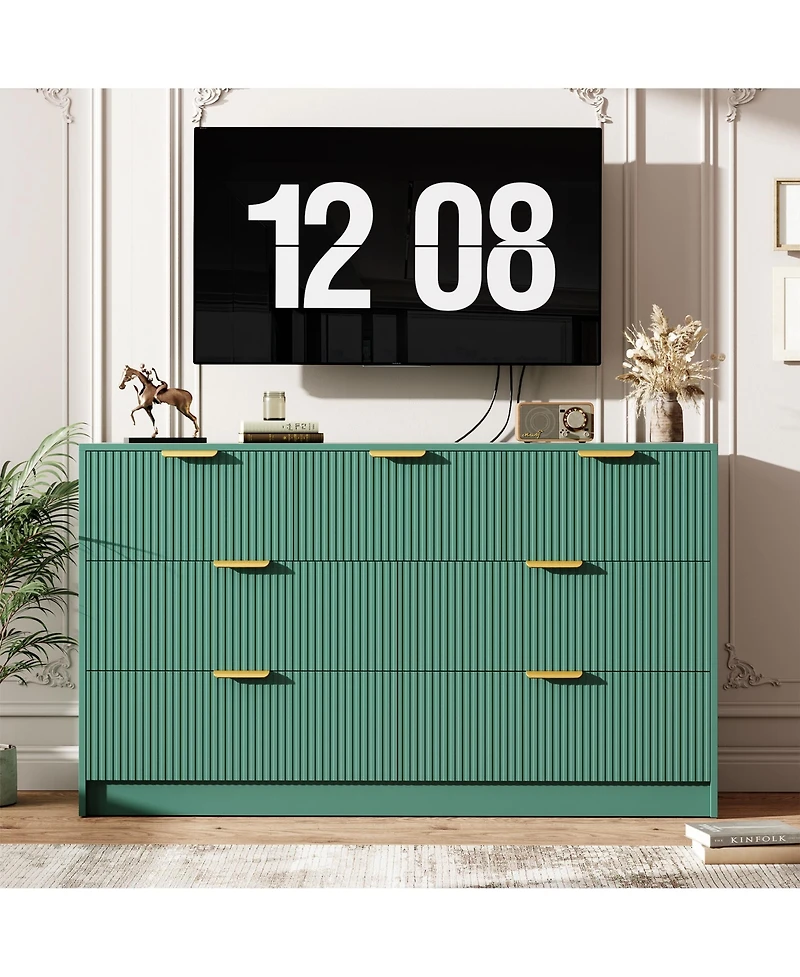 gaomon Fluted 7 Drawers Dresser for Bedroom, Wide Modern Chest of Drawers with Metal Handles, For Living Room, Entryway, Hallway
