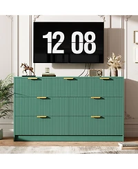gaomon Fluted 7 Drawers Dresser for Bedroom, Wide Modern Chest of Drawers with Metal Handles, For Living Room, Entryway, Hallway