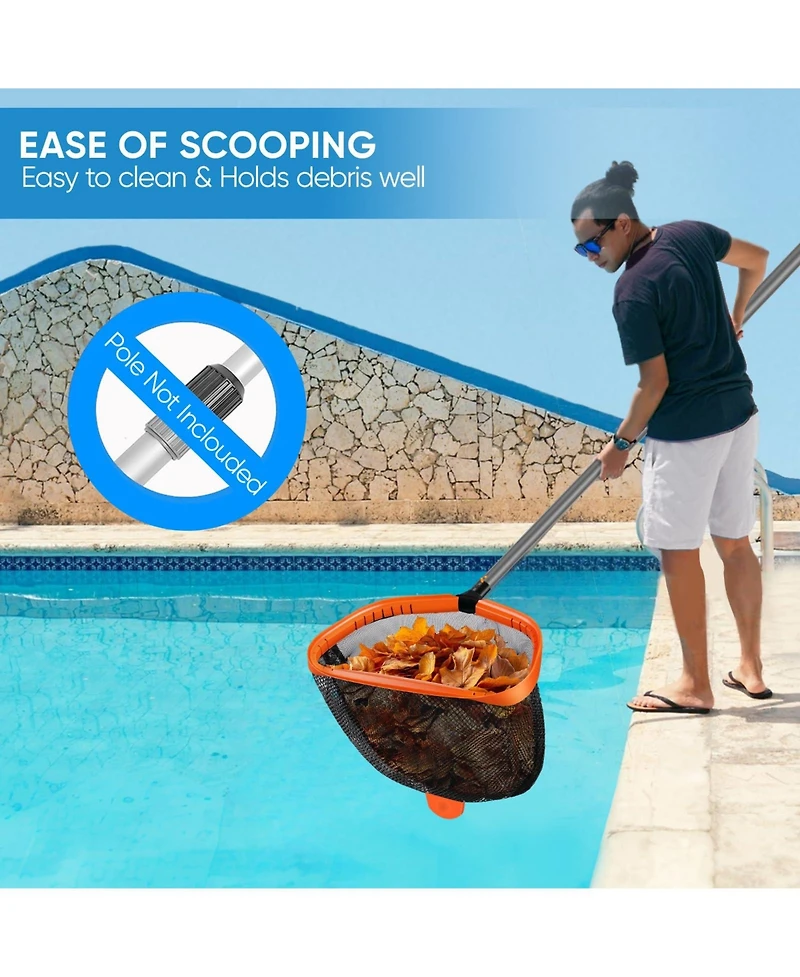 Xdovet Pool Skimmer Net Leaf Rake Aluminum Frame Deep Bag