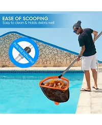 Xdovet Pool Skimmer Net Leaf Rake Aluminum Frame Deep Bag