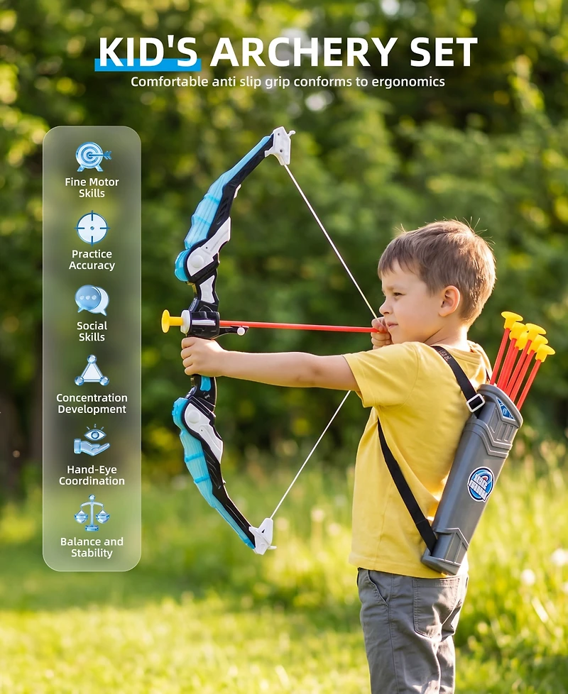 Sugift 2-Pack Led Bow and Arrow Set for Kids with 20 Suction Arrows, 1 Standing Target, 6 Score Targets & 2 Light-u Quiver