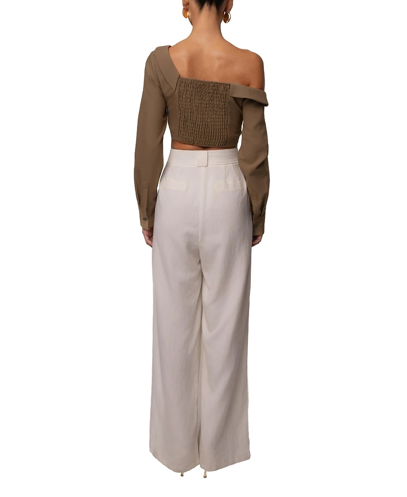 Jluxlabel Women's Off-Shoulder Twist Crop Top