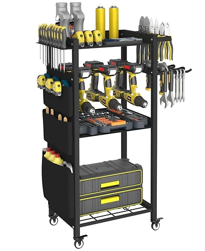 Xdovet Rolling Tool Cart Organizer Drill Rack Workbench Storage Cart