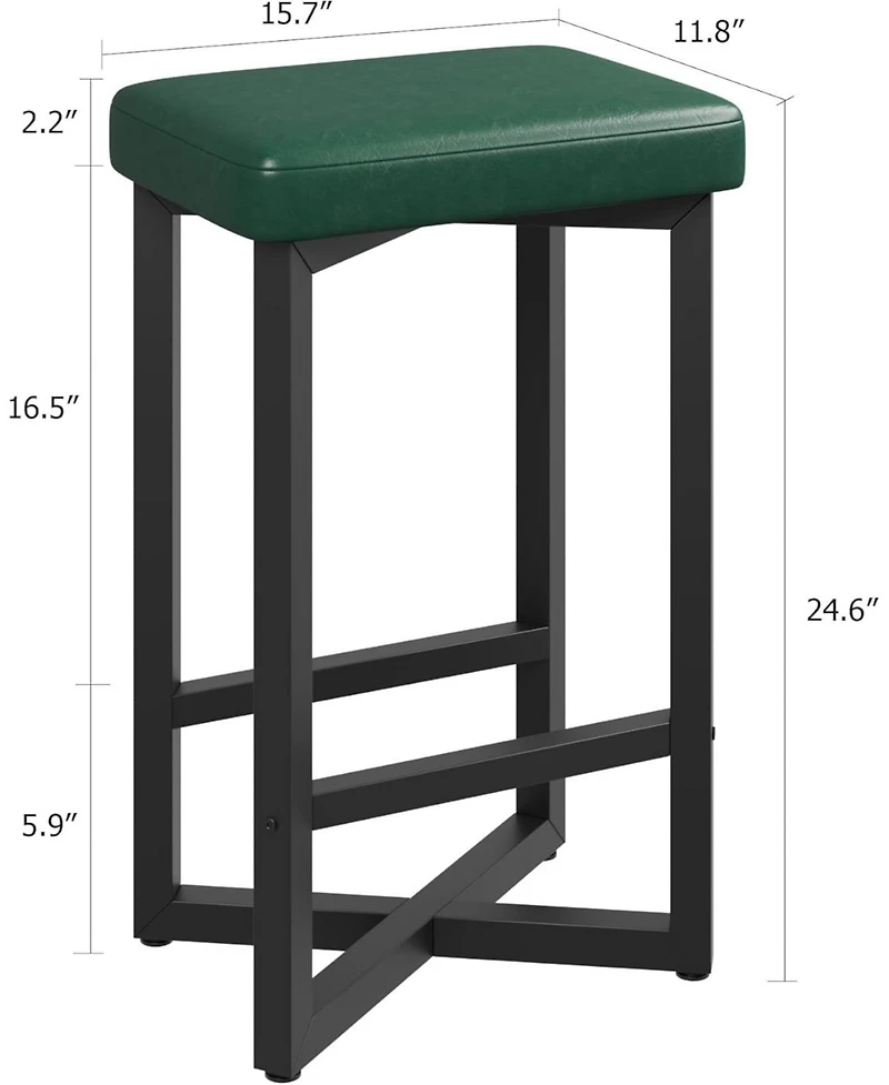 gaomon Set of 4, 24.6 Inch Counter Height Backless Barstools, Upholstered Pu Leather Seats with Metal X-Frame and Footrest, Modern Kitchen Stools