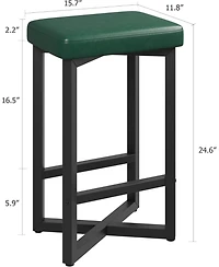 gaomon Set of 4, 24.6 Inch Counter Height Backless Barstools, Upholstered Pu Leather Seats with Metal X-Frame and Footrest, Modern Kitchen Stools