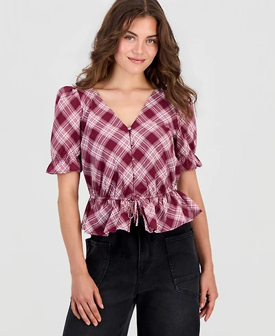 And Now This Petite Plaid-Peplum Blouse, Macy's Exclusive
