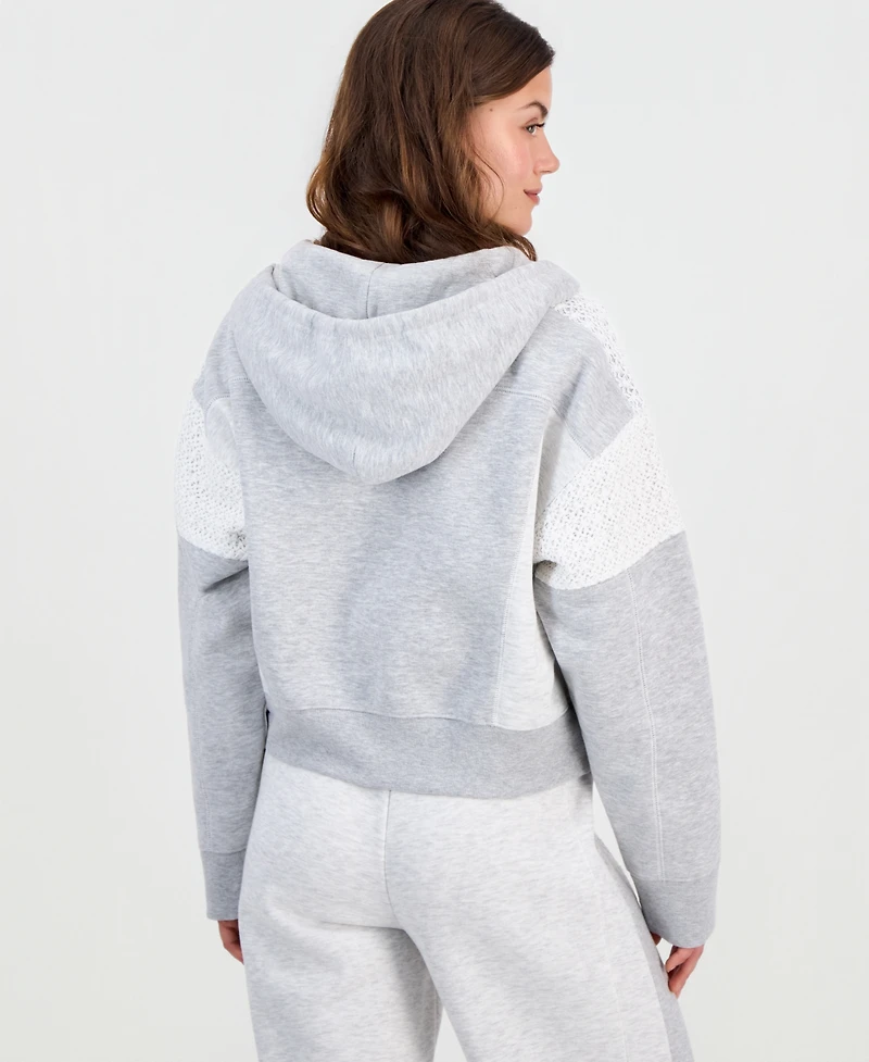 And Now This Petite Crochet-Trim Zip-Front Hoodie, Macy's Exclusive