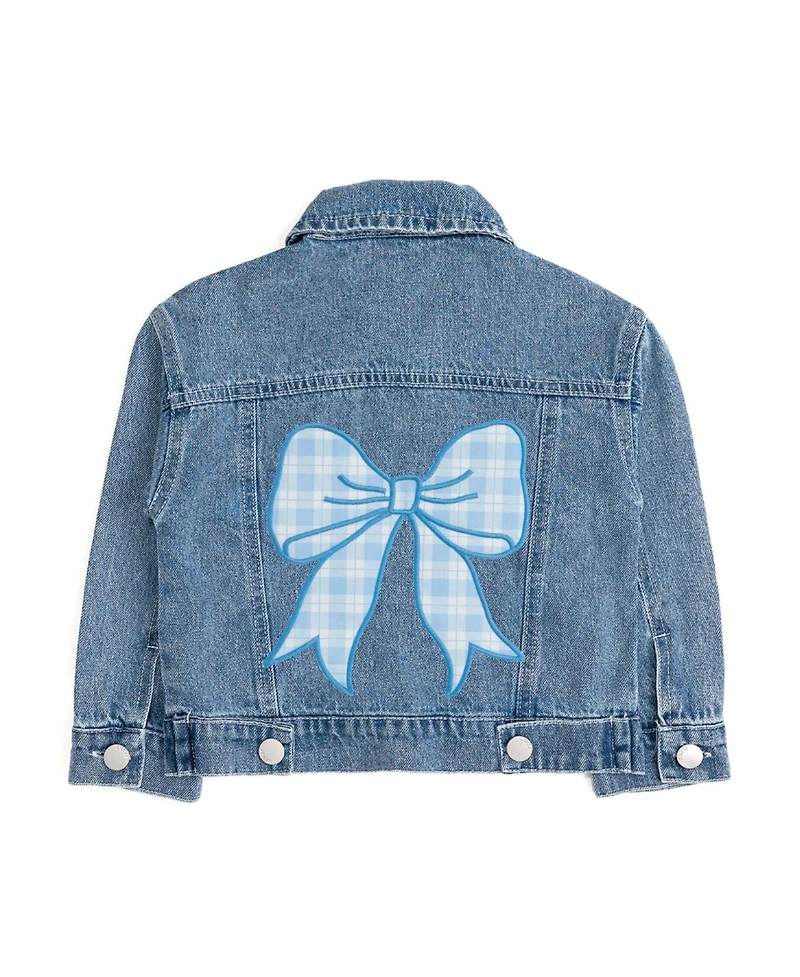 Sweet Wink Big Girls Blue Plaid Bow Patch Denim Jacket