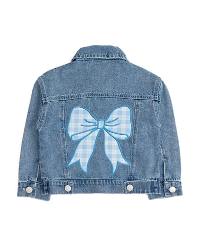 Sweet Wink Big Girls Blue Plaid Bow Patch Denim Jacket
