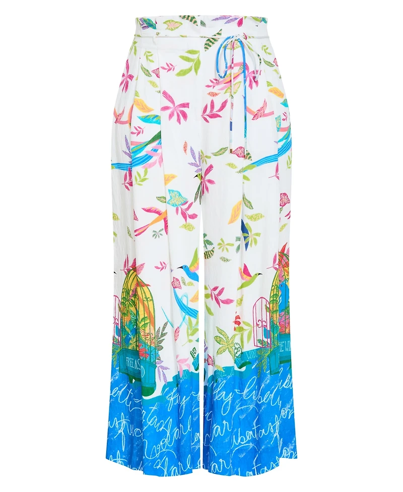 City Chic Women's Plus Free Spirit Print Wide Leg Pant