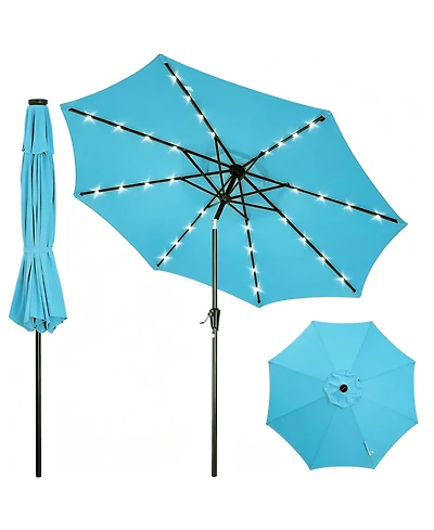 gaomon Outdoor 10FEET Table Market Patio Umbrella with 32 Solar Led Lights for Garden, Deck, Backyard and Pool