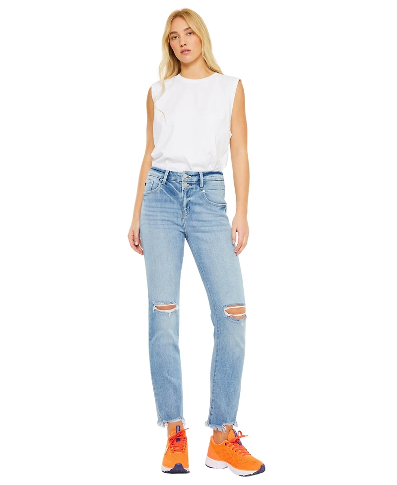 KanCan Women's Clover High Rise Slim Straight Jeans