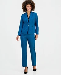 Kasper Womens Notched Collar Jacket Printed Knot Front Sleeveless Blouse Audrey Pull On Trousers