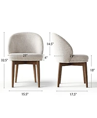Maison Boucle Upholstered Barrel Dining Side Chairs with Walnut Wood Legs, Set of 2