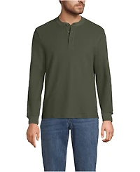 Lands' End Men's Long Sleeve Honeycomb Pique Henley
