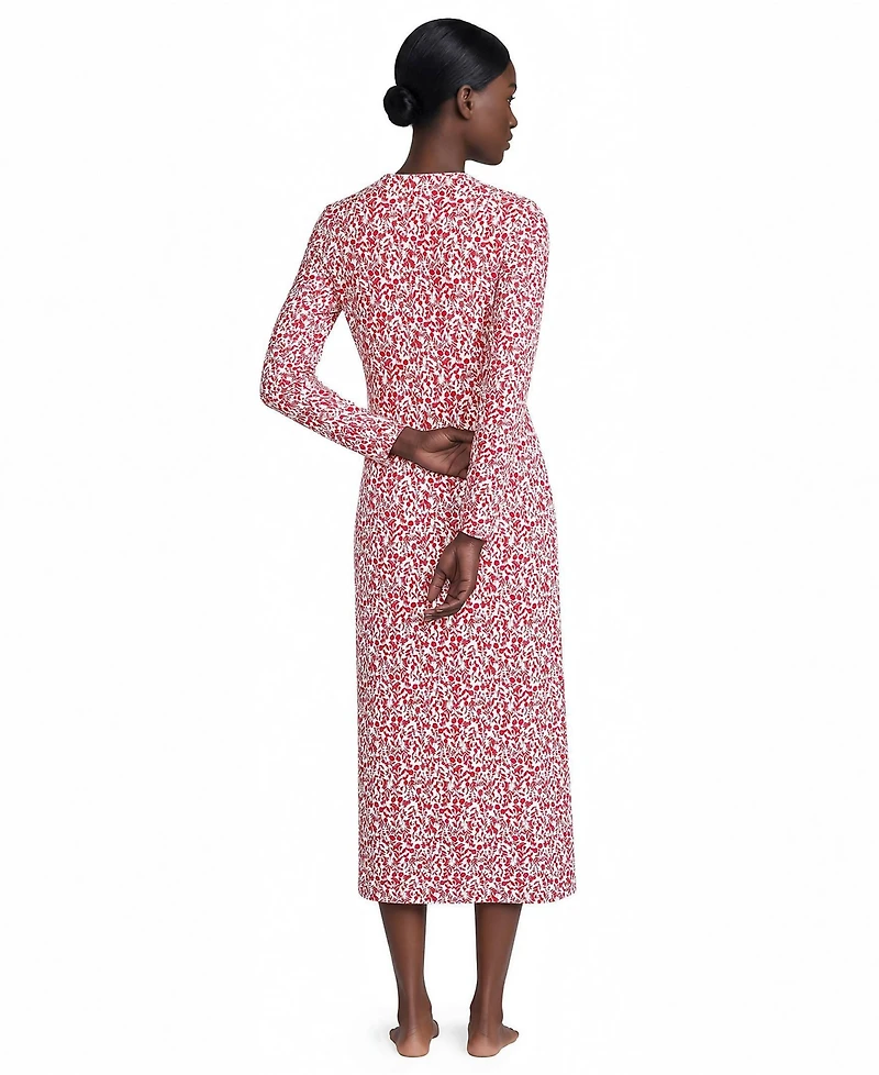 Lands' End Women's Tall Cotton Long Sleeve Midcalf Nightgown