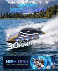 Sugift Remote Control Boat 30KMH High Speed Rc Racing Boat for Pool Lake Kids