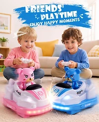 Sugift Rc Bumper Cars Toys 2 Pack Kids Led Battle Set with Pop Up Figures
