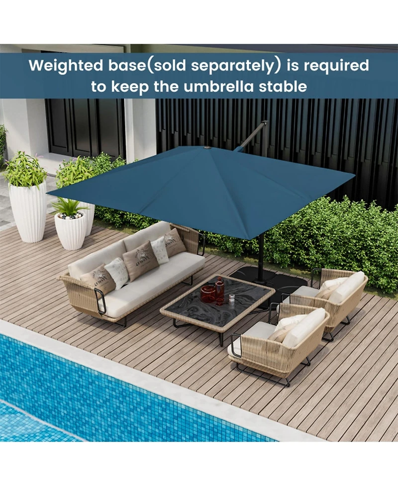 Clihome Square Patio Cantilever Umbrella with 360degree(s) Rotation