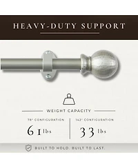 Threadmade Home Farmhouse Ball 3/4-Inch Adjustable Decorative Single Curtain Rod with Globe Finials