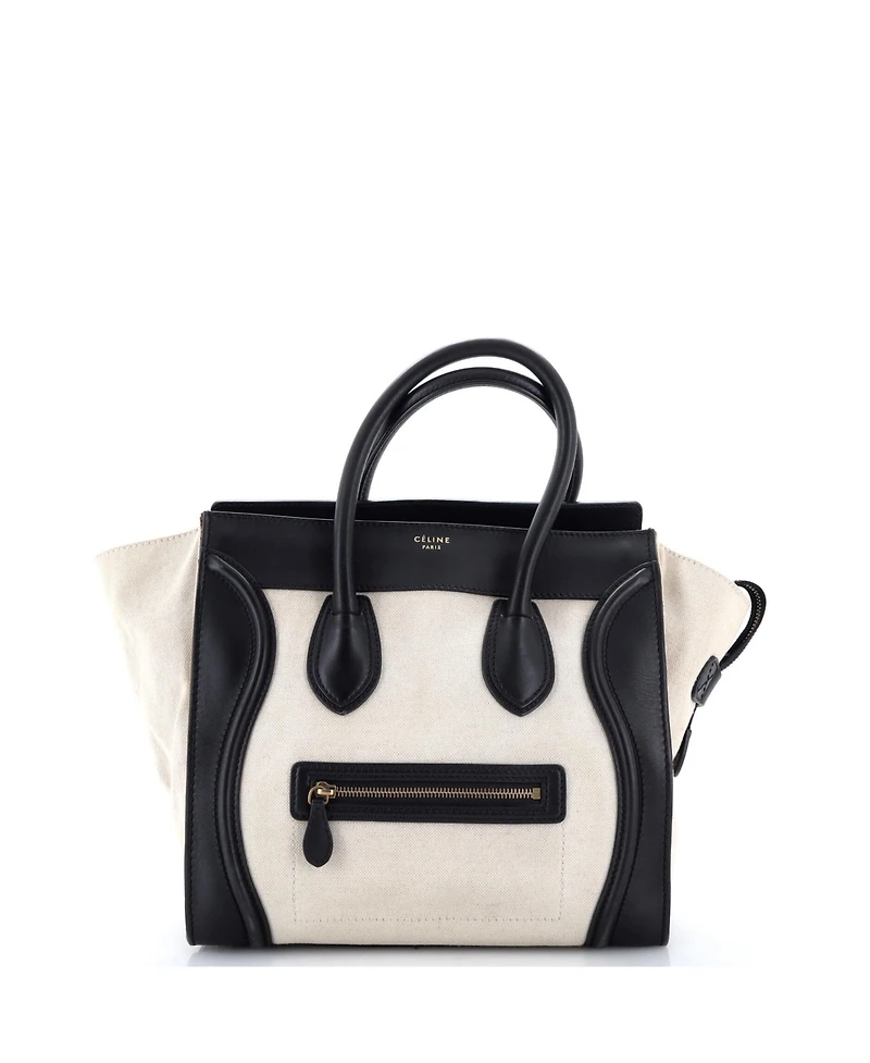 Pre-Owned Celine Micro Luggage Bag Canvas and Leather