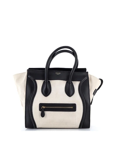 Pre-Owned Celine Micro Luggage Bag Canvas and Leather