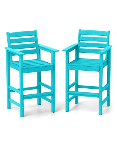 Sugift Set of 2 Patio Hdpe Adirondack Bar Chairs with Wide Armrests and Footrest