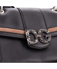 Pre-Owned Dolce & Gabbana Small Amore Flap Shoulder Bag Leather with Suede