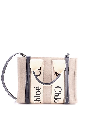 Pre-Owned Chloe Small Woody Tote Canvas with Leather