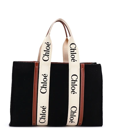 Pre-Owned Chloe Large Woody Tote Felt with Leather and Canvas