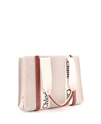 Pre-Owned Chloe Medium Woody Tote Canvas with Leather