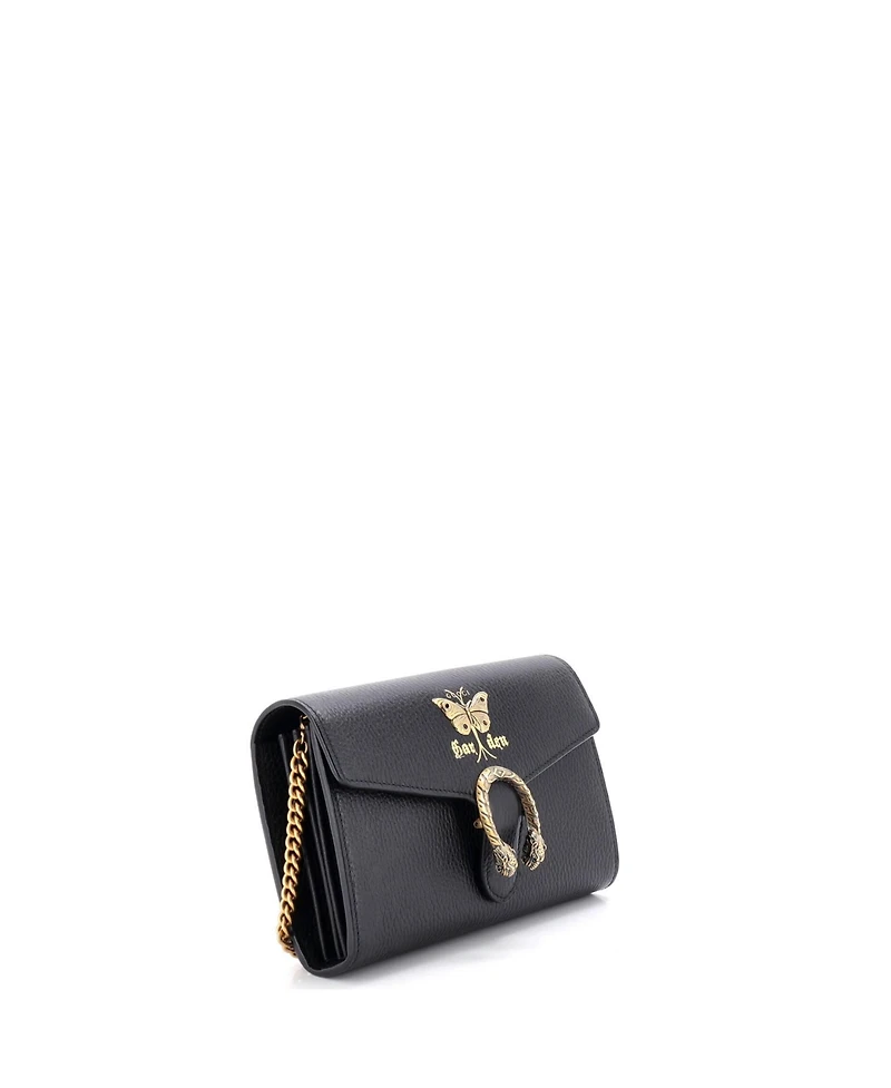 Pre-Owned Gucci Garden Dionysus Chain Wallet Embellished Leather