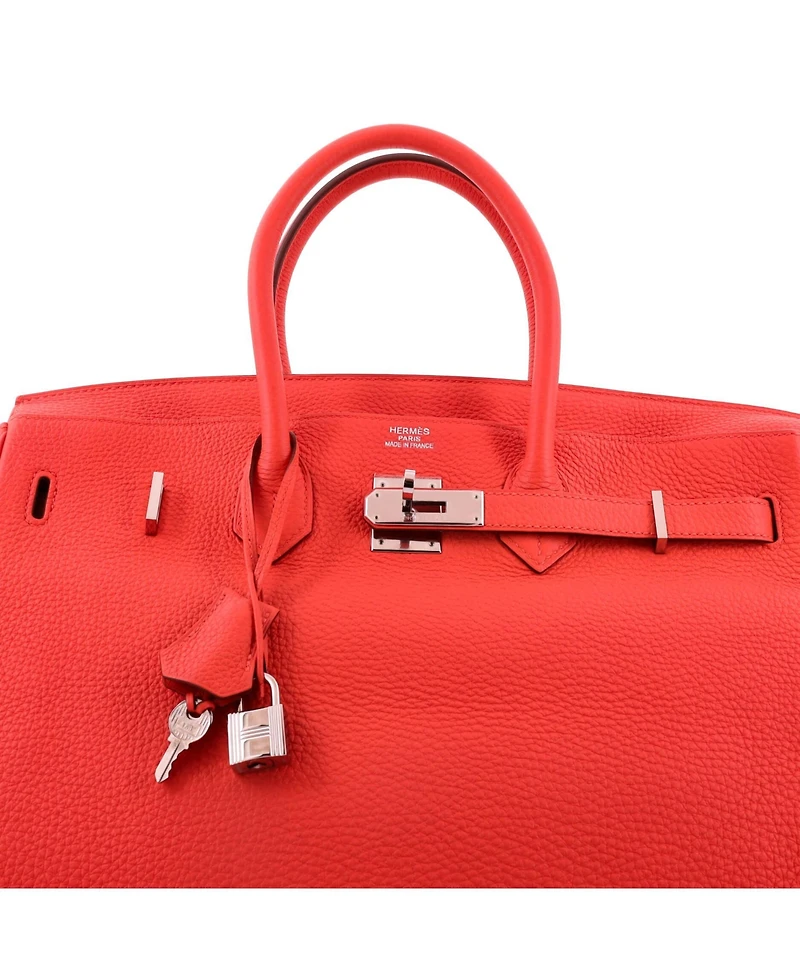 Pre-Owned Hermes Birkin 35 Handbag Orange Togo with Palladium Hardware