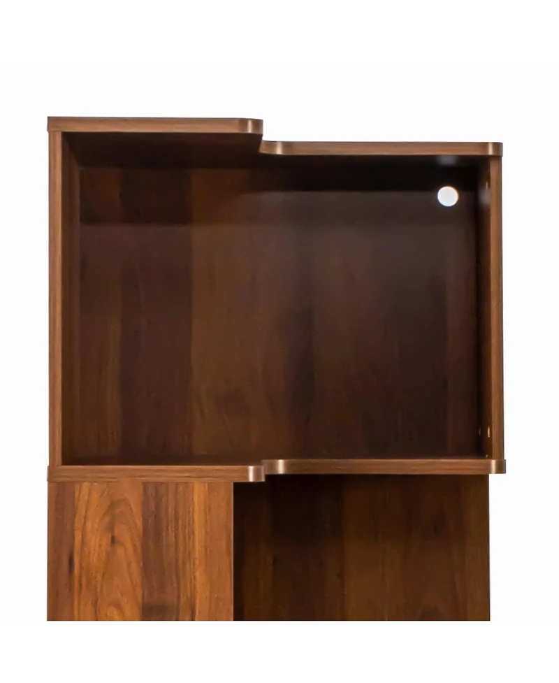 Corner Book Shelf - 5 Tier Corner Bookshelf Bookcase with Baffle Led Lights