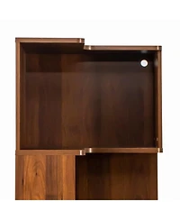 Corner Book Shelf - 5 Tier Corner Bookshelf Bookcase with Baffle Led Lights
