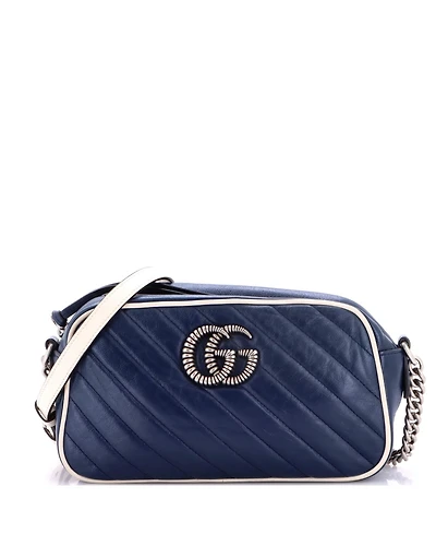 Pre-Owned Gucci Small Gg Marmont Shoulder Bag Diagonal Quilted Leather