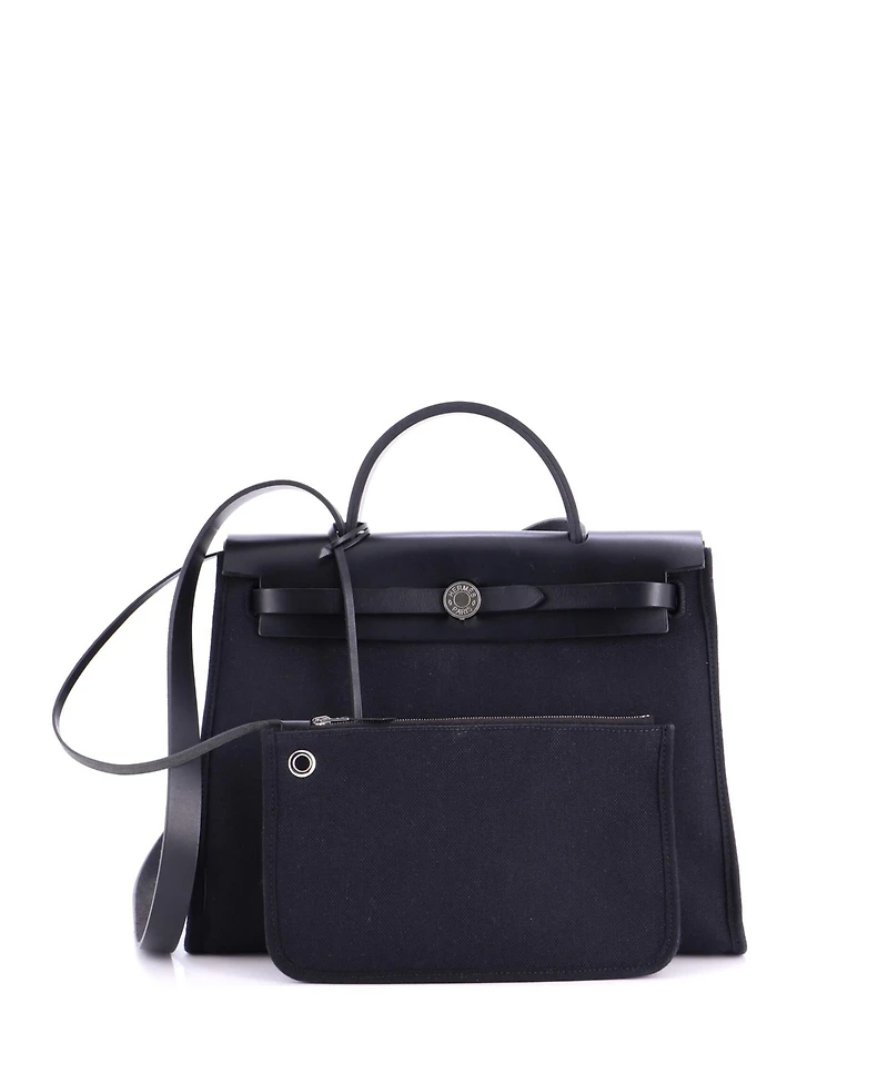 Pre-Owned HERMES Herbag Zip Leather and Toile