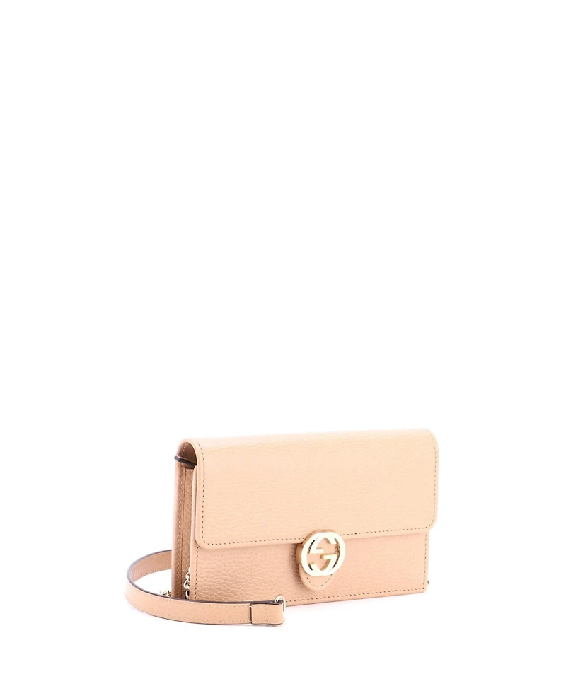 Pre-Owned Gucci Interlocking Wallet on Chain Leather