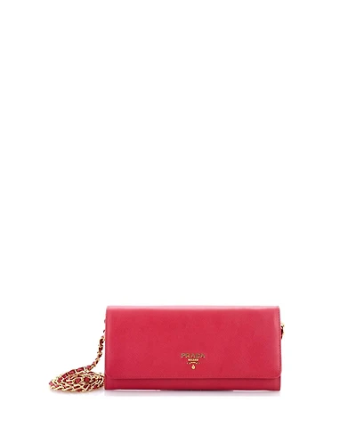 Pre-Owned Prada Wallet on Chain Saffiano Leather