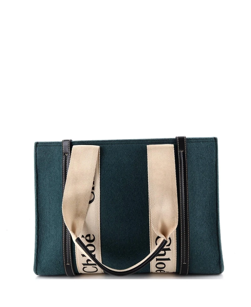 Pre-Owned Chloe Woody Tote Felt with Leather and Canvas