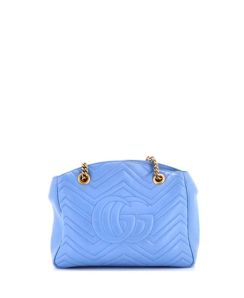 Pre-Owned Gucci Medium Gg Marmont Chain Tote Matelasse Leather