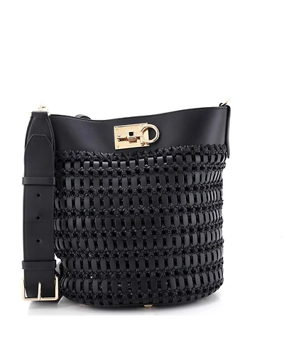 Pre-Owned Salvatore Ferragamo The Studio Bucket Bag Woven Leather