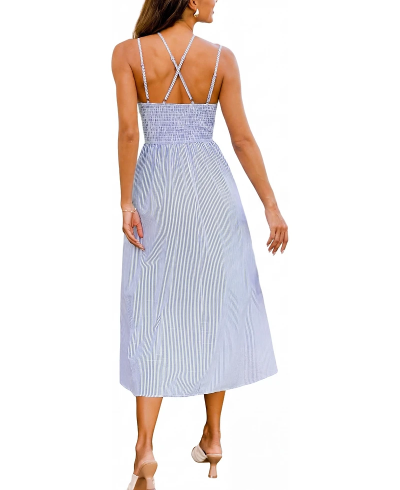 Cupshe Women's Living Proof Striped Maxi Beach Dress