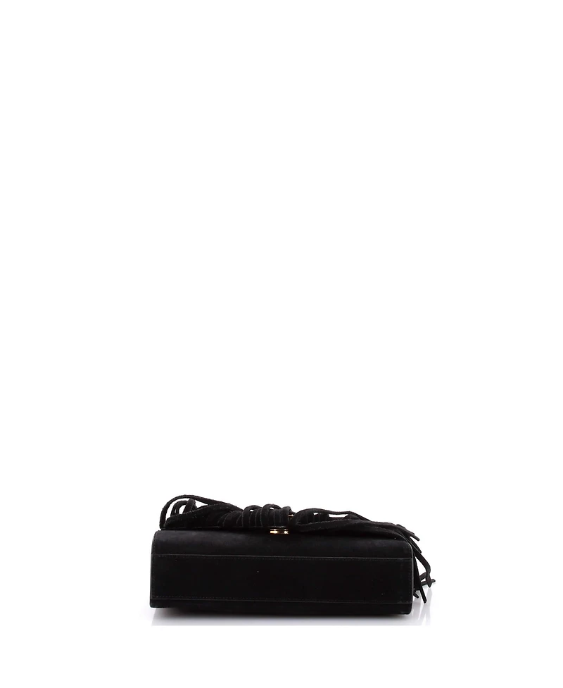 Pre-Owned Saint Laurent Small Classic Monogram Fringe Crossbody Bag Suede