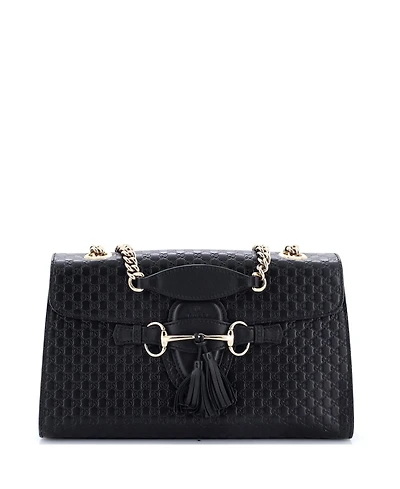 Pre-Owned Gucci Medium Emily Chain Flap Bag Microguccissima Leather