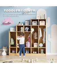 gaomon 5-Section Classroom Coat Locker with 9 Cubbies, Daycare Cubby Storage Organizer with 10 Hooks for Home, School, Nursery, Kindergarten