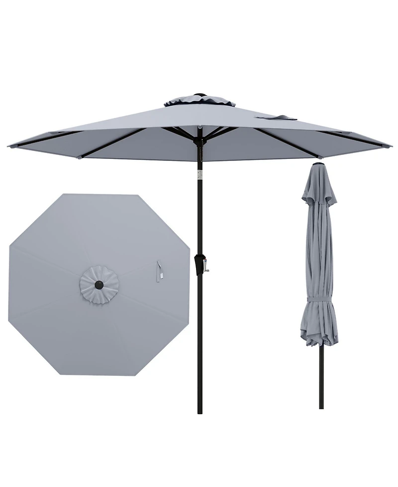 Sugift 9 ft Outdoor Market Patio Table Umbrella with Push Button Tilt and Crank Lift